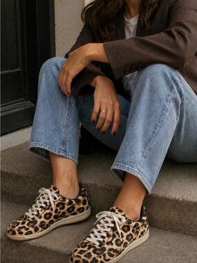 Zara cowhide leopard print sneakers size 39 EUR